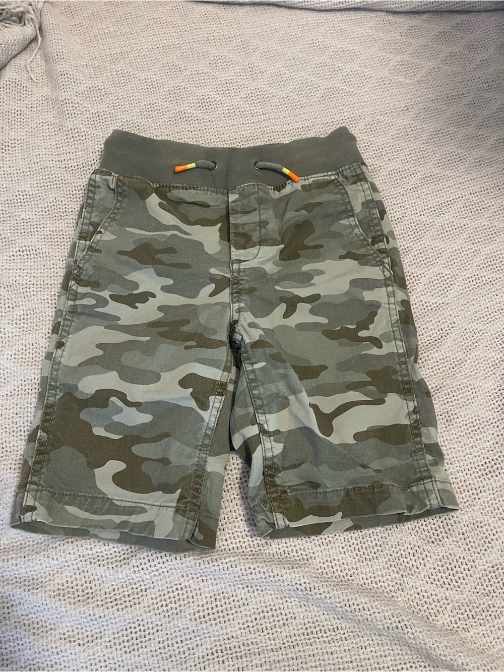 GAP Boys Camo Pull-On Shorts in Olive and Gray with Orange Accents